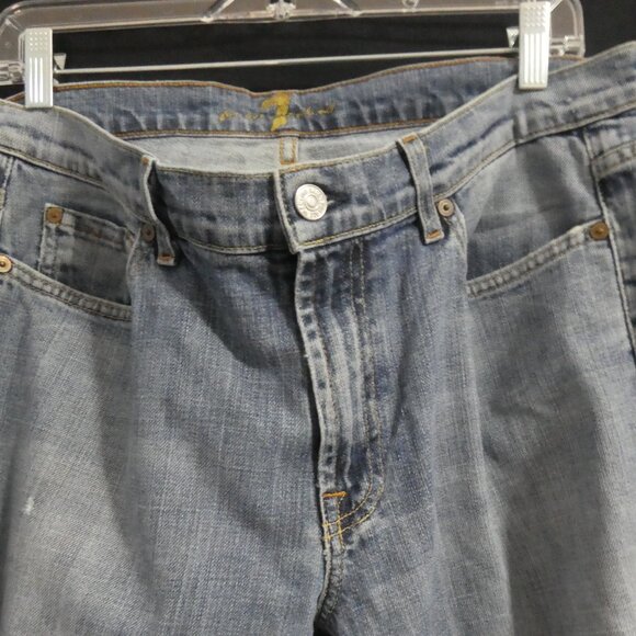 7 FOR ALL MANKIND | size 36 | Faded Blue Denim Jeans | Made In The USA - Picture 4 of 15